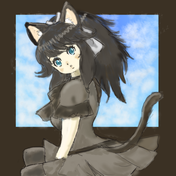 「物思い猫」|とろろ（星尾 登路郎）＠昭和の古狸のイラスト