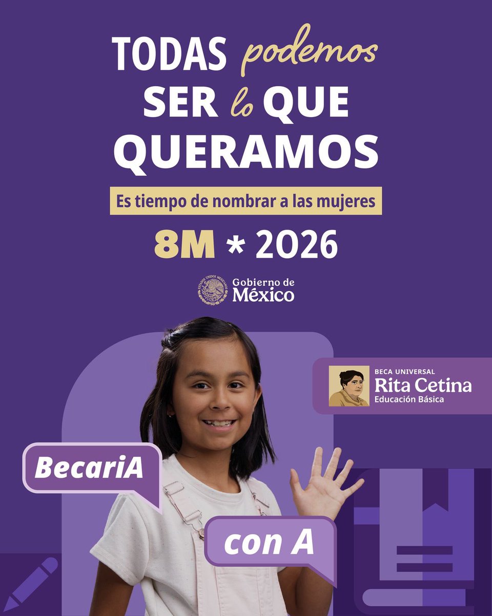 #8M2026
Reconocer a la Becaria es visibilizar el talento joven que impulsa el desarrollo nacional. Nombrar su labor en femenino es un paso fundamental para construir un país con igualdad de oportunidades.

En #México, es tiempo de nombrar a las mujeres.

#SerLoQueQueramos
#ConA