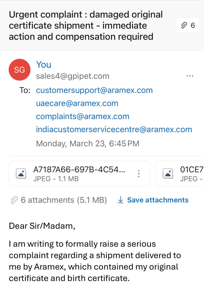 ShaikhSohail84's tweet photo. My degree certificate and birth certificate were torn and cello taped by Aramex courier and delivered. They are no more responding after such neglegence https://t.co/VIMPfb9TNI