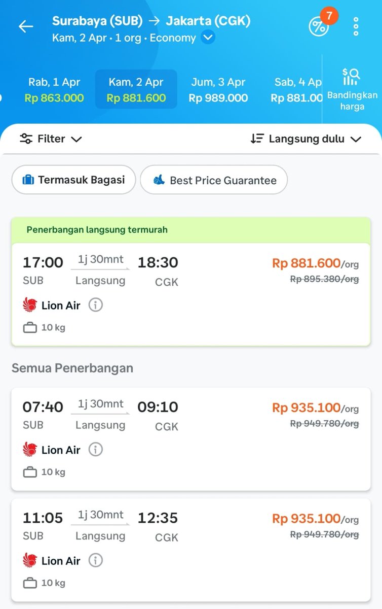 hoki si ini gw, dapet flight ke jkt naik lion 800rban di Lebaran Full Promo traveloka, bagasi 10kg lagi. lumayan banget buat ngehemat budget setelah badai THR ponakan. 😭