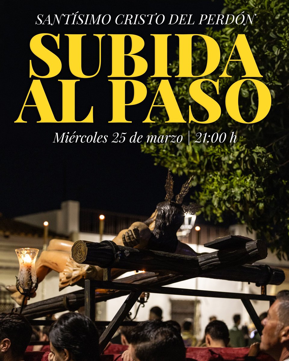Hdad_Perdon's tweet photo. 🟣 Este miércoles, 25 de marzo, viviremos la subida del Santísimo Cristo del Perdón a su paso. Un acto íntimo y lleno de emoción, que es antesala de nuestra Semana Santa.

Acompaña al Señor y vive junto a Él este momento único.

🕙 21:00 h
⛪️ Parroquia de San José https://t.co/WT3P3JtxHA