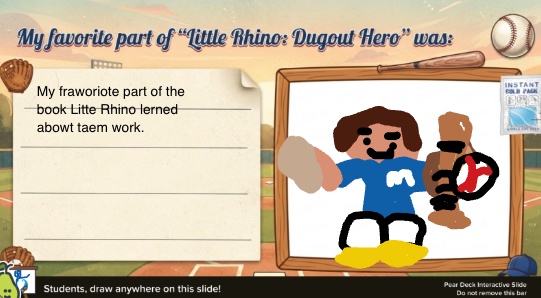 MsInnerfield's tweet photo. The @HCSFLEx First Graders shared their favorite part from our Hampton Reads One Book 2026 story.
We read "Little Rhino: Dugout Hero" by @Ryanhoward and Krystle Howard with all of the other K-2 classes in @HamptonCSchools .
#weareHCS
Part 1: https://t.co/dd9SYFrrgo