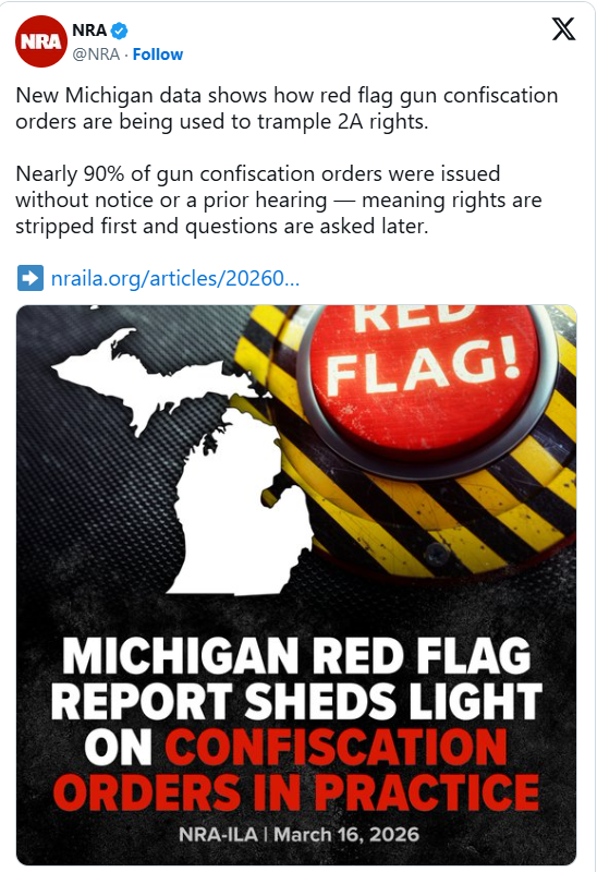 Report: Nearly 90 Percent of Michigan Red Flag Law Gun Confiscations ...