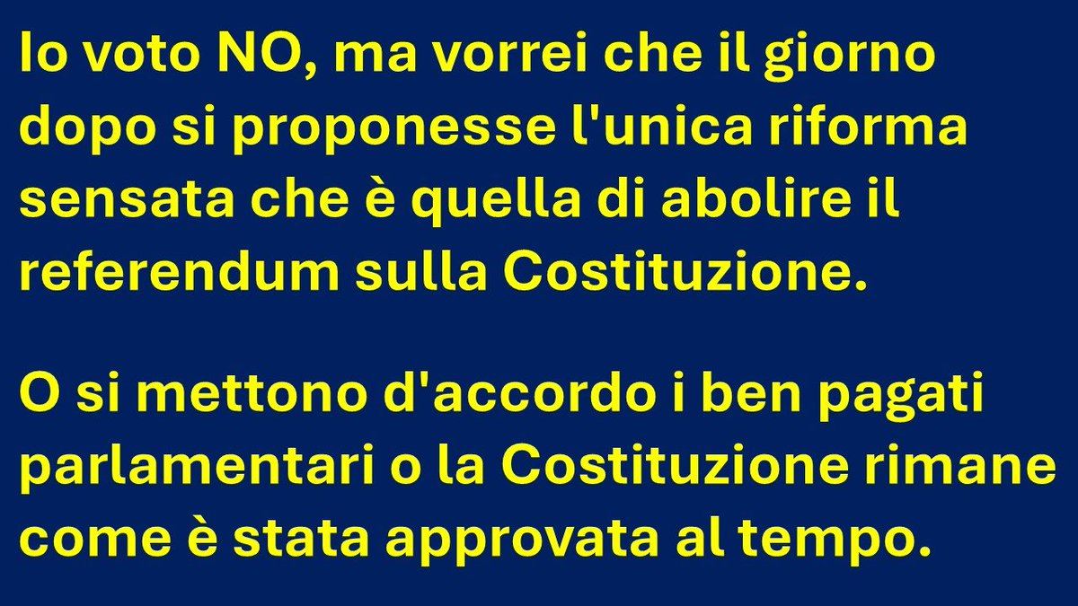 ha vinto il NO, per fortuna. Facciano prima questa modifica in sei mesi con voto della camera e del senato e poi facciano le riforme condivise