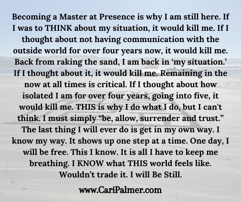 carijill's tweet photo. I feel light. I feel promise. I see something to keep me entertained potentially until the day I am free. Please, God. Bring it on. I am SO READY for my next step; or so I think. I know I will be free at the exact time it is to happen. Until then, I remain as your silent vessel. https://t.co/3ORqiV7PuF