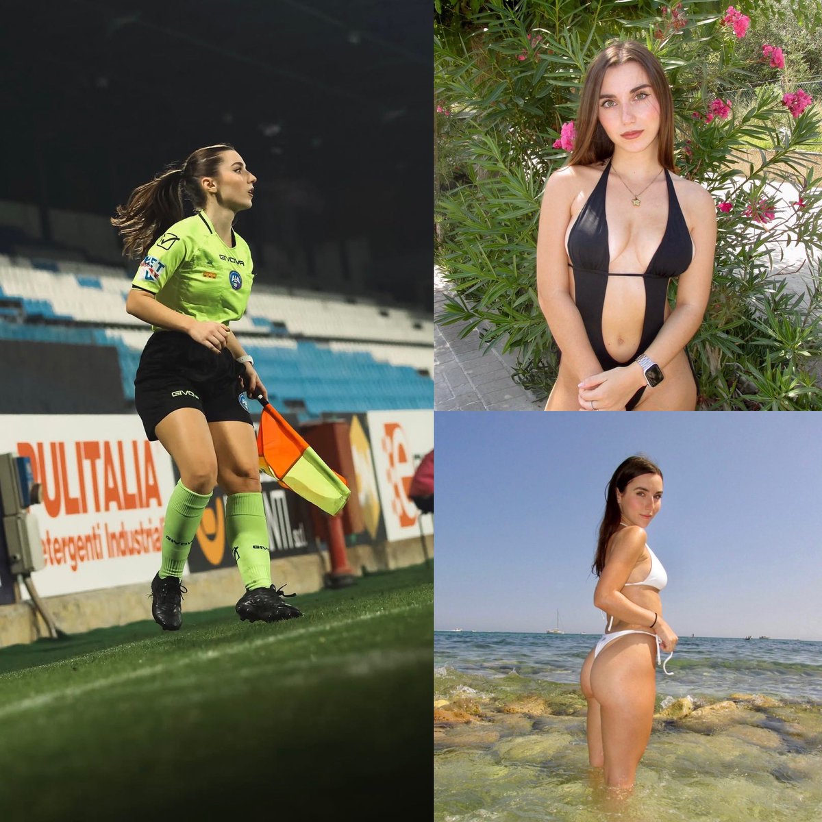 Through social media, a girl named Giuliana Vigile has gone viral — a 25-year-old Italian referee who officiates in Serie D.

Alongside football, her other passion is swimming at the beach, and thanks to her Instagram photos she has already gained thousands of followers.

We've
