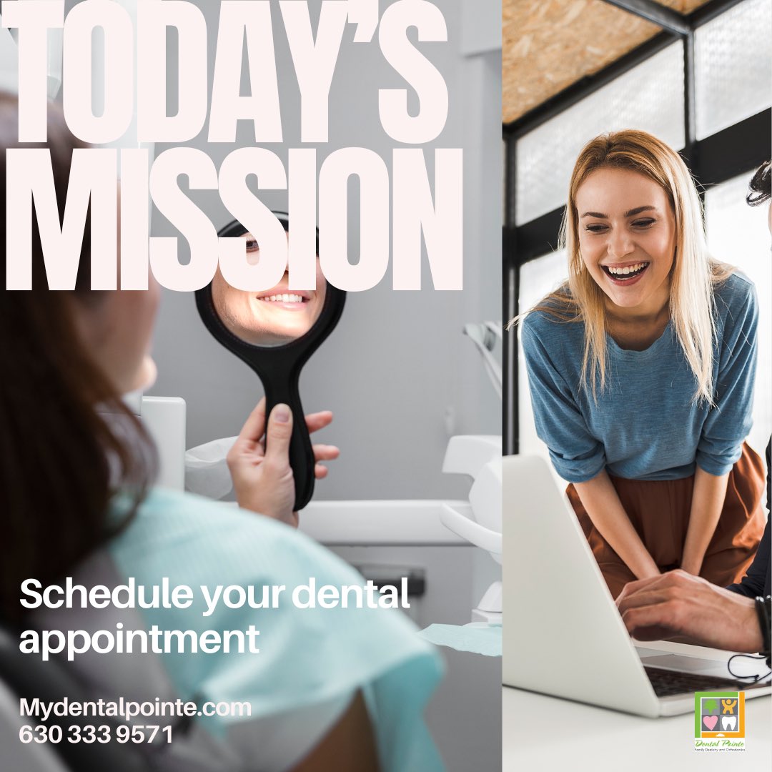 Your mission today should you choose to accept, is to schedule dental appointments for yourself and your family. Make your health a priority, call today ! #dentalpointe #napervilledentist #auroradentist #warrenvilledentist #familydentist
