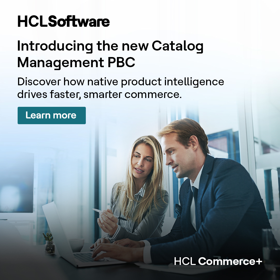 HCLSoftware's tweet photo. We’d like to introduce our new Catalog Management PBC. 
Check out our new landing page, download our whitepaper and learn how native product intelligence is the way forward for commerce.
Learn more: https://t.co/o6YO1MjRpi
#CatalogManagement #hclcommerceplus #HCLSoftware https://t.co/bb4DVREaQD