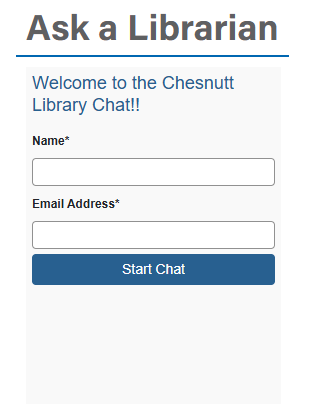 Our building may be closed, but that doesn't mean we aren't here to help! Chat live with a librarian or email specific departments directly with your inquiries.
#uncfsu #chesnuttlibrary #fayettevillestatebroncos #charleswchesnuttlibrary #fayettevillestateuniversity