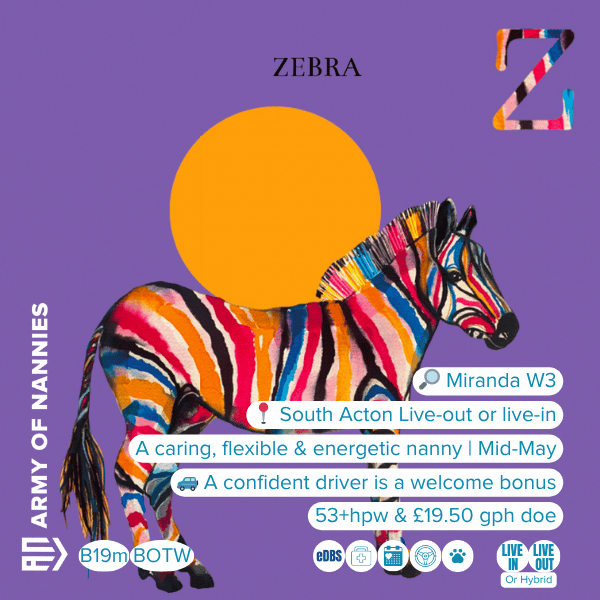 ArmyofNannies's tweet image. A loving and growing family in W3 seeks a caring and flexible live-out or -in nanny, starting in mid-May.

Search &amp;amp; invite &amp;gt; Miranda W3 &amp;lt; from your Army of Nannies dashboard to connect or send us a message below.

#NannyJob #Nanny #Acton #W3 #BabyNanny #FindaNanny #Childcare