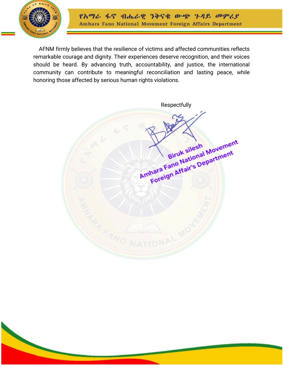 Amhara Fano National Movement - Foreign Affairs tweet media