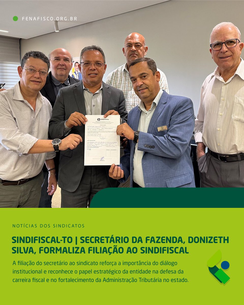 O Secretário da Fazenda do Tocantins, Donizeth Silva, oficializou, na última sexta-feira (20), sua filiação ao SINDIFISCAL. O ato é interpretado como sinal de aproximação institucional e reconhecimento da atuação do sindicato na defesa das prerrogativas da carreira fiscal.