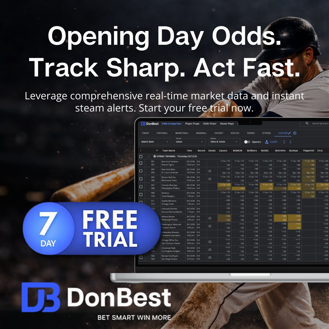 MLB

Opening Day is approaching, start the season with an edge!

100+ Sportsbooks. Player Props. Line History.
Subscribe → go.donbest.com