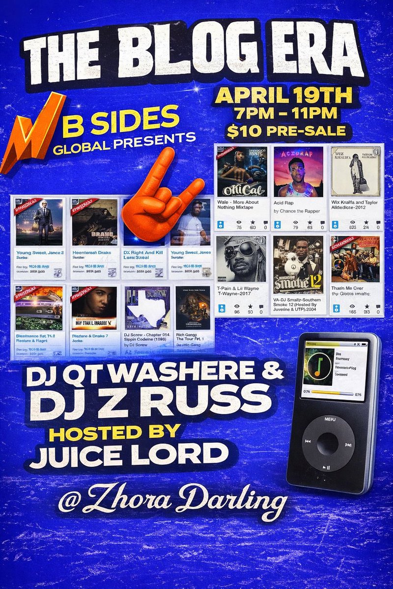 QTWASHERE's tweet photo. Did You Miss The Blog Era ?? 

Here’s Some Education 📚

@nipseyhussle - Face the World 🌎 

THE BLOG ERA 

📅 April 19th
⏰ 7PM – 11PM
📍 @zhoradarlingpresents 
🎟️ $10 Pre-Sale

Soundtrack for the night by DJ QTWASHERE &amp; DJ Z Russ
Hosted by Juice Lord 

LINK IN BIO https://t.co/dE8c0RsJ0f
