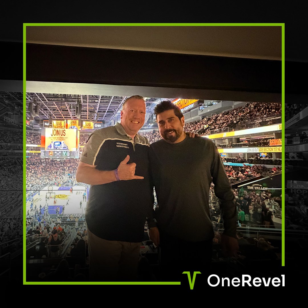 OneRevelCo's tweet photo. The OneRevel crew had the chance to take in a Phoenix Suns game this weekend! Moments like these matter. We believe strong teams are built not just through hard work, but through shared experiences outside the day to day. #OneRevel #PhoenixSuns #RevelUp https://t.co/9NIg8EeKdL