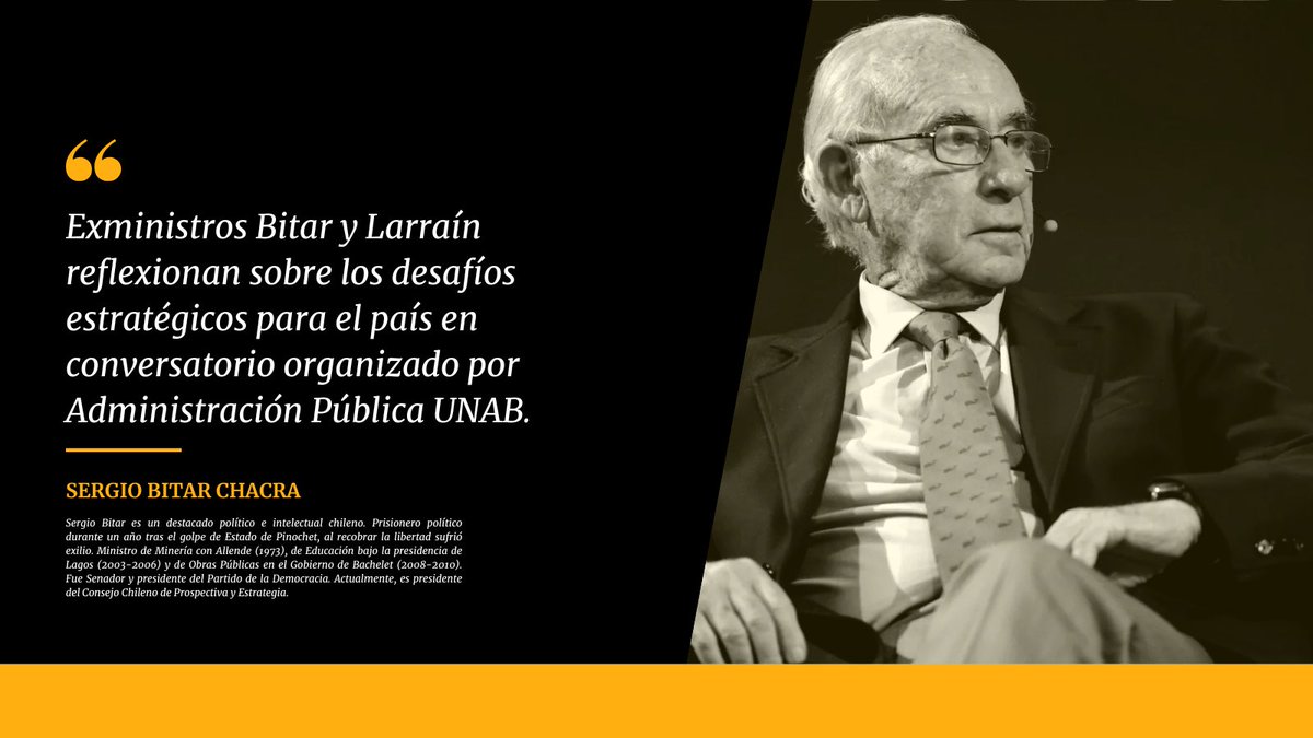 sergiobitar's tweet photo. Participé junto a @HernanLarrainF en un valioso conversatorio organizado por Administración Pública @uandresbello, donde reflexionamos sobre los desafíos estratégicos que enfrenta Chile. Es clave pensar el futuro con diálogo, responsabilidad y visión de país 🇨🇱

Todos los detalles en: https://t.co/YwnYhZ7TDw