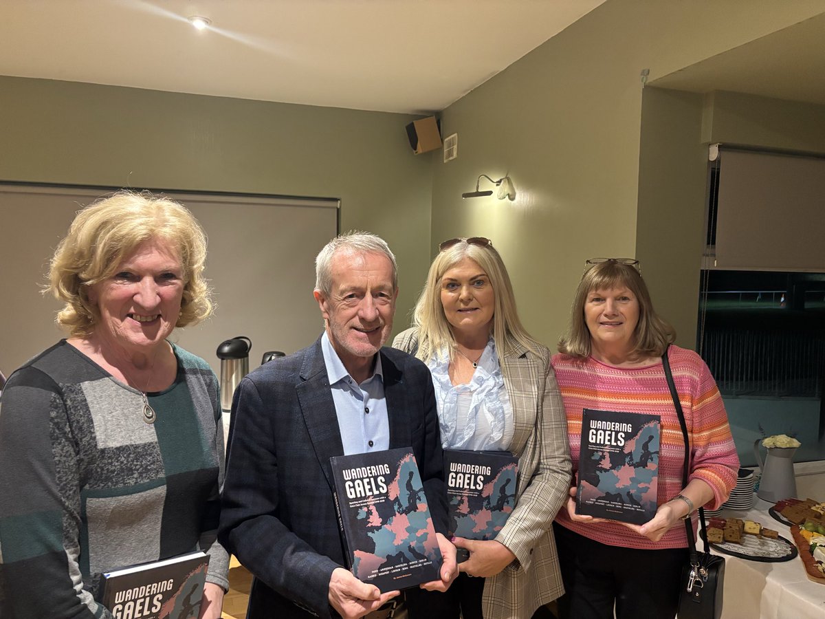 SeanKellyMEP's tweet photo. It was a great honour to help launch the exceptional gentleman , Jim McGovern’s book ‘The Wandering Gael’ in @Glynnbarntown2 gaa club on Saturday night . Last time I was there was to officially open the club’s fantastic premises ( they sent a helicopter to collect me ) in 2004. I drove from Kerry this time ! All @officialgaa folk would find book most interesting & pick up some good ideas from it . It was an honour to meet @OfficialWexGAA Chair, Uachtarán Tofa, Derek Kent & great ‘96 heroes Tom Dempsey & George O Connor there , as well as founding members of European Gaa Board , Anne Donnelly & Mary Gavan. The book is a great read & most valuable treasure .
@BelgiumGAA @denhaaggaa @LuxembourgGAA @SouthEastRadio