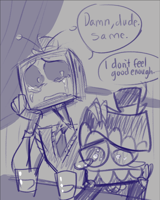 Hard at work at the doodle request factory today

First up: sad god complex heterochromia dudes with weird heads and attachment issues connect over their shared lack of self confidence 

#doodles #tadc #hazbinhotel