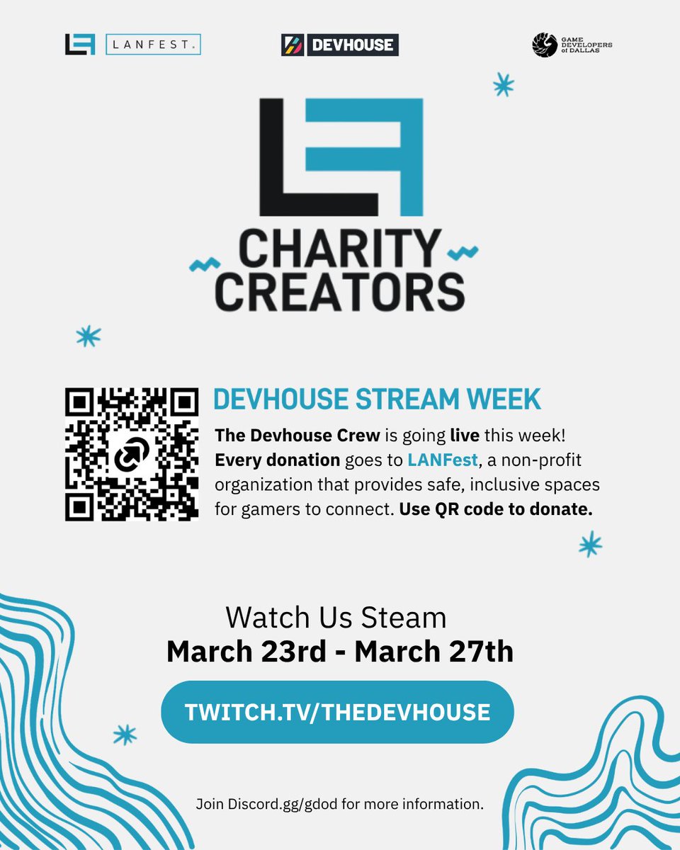 devhouseagency's tweet image. 🎮 Devhouse Stream Week is live!

March 23–27 we’re streaming to support @LANFESTgames . Every donation goes to charity.

Watch here: twitch.tv/thedevhouse

#GameDev #CharityStream