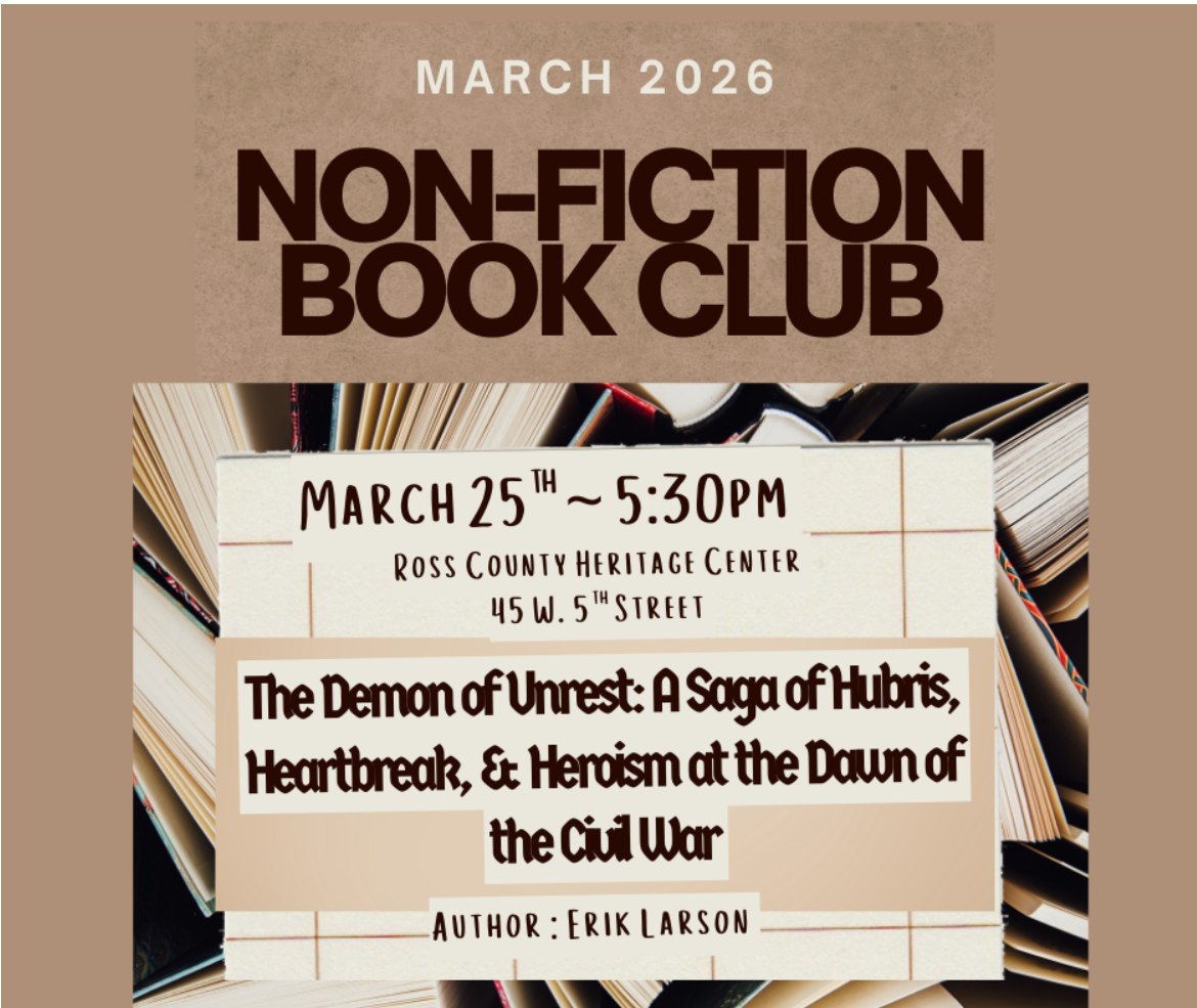RossHistSoc's tweet photo. Even if you haven't finished the book or just want to chat about its subject, you're welcome to join in our discussion! #bookclub #freeevents #EricLarson https://t.co/kjF046oIFF