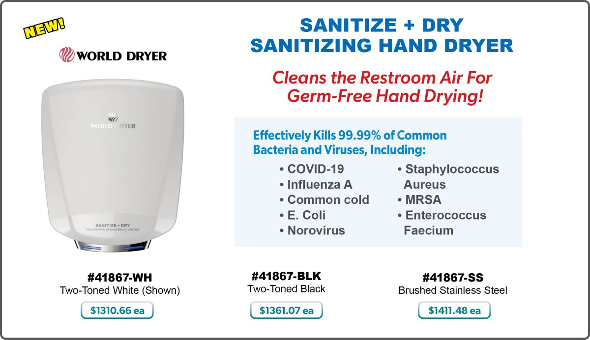 What if your hand dryer filtered the air too? 💨
Discover the next evolution in restroom hygiene:
equiparts.com/new-from-world…
📷 Intro sale through March 27 — don’t miss it! #Sanitize #HandDryer #Restroom