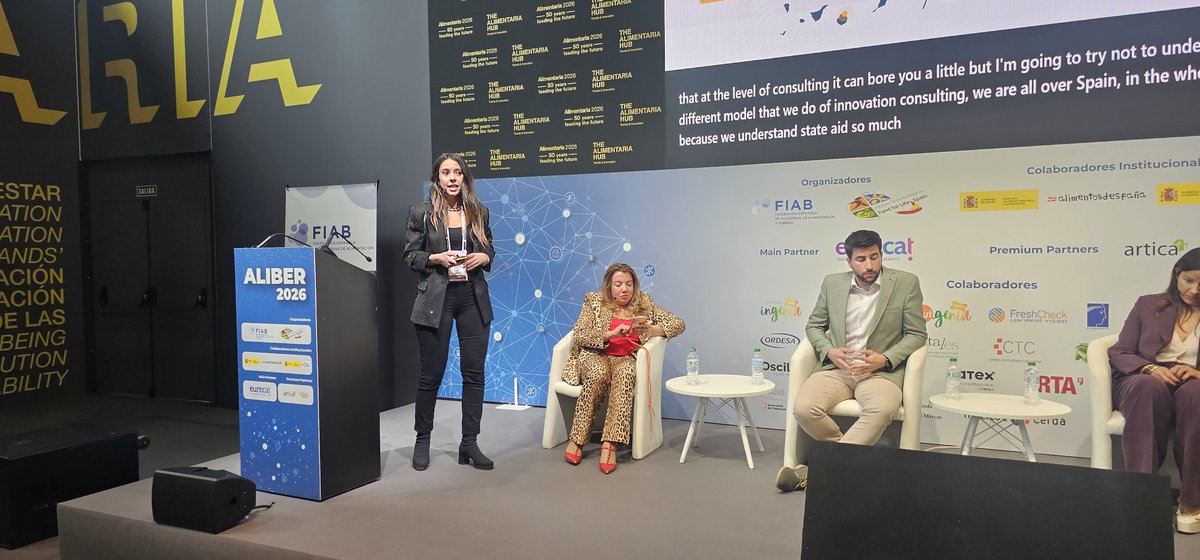Food4LifeSPAIN's tweet photo. @accio_cat @Grupo_CARINSA @esFIAB @OEPM_es @Eurecat_news @InstitutCerda 🆙️ #ALIBER2026 | Carmen Ovejero, Area Manager de #FIGroup, ha presentado las actividades desarrolladas por esta entidad, destacando la importancia de contar con buenos aliados para innovar y avanzar. https://t.co/FfRhXAzdqu