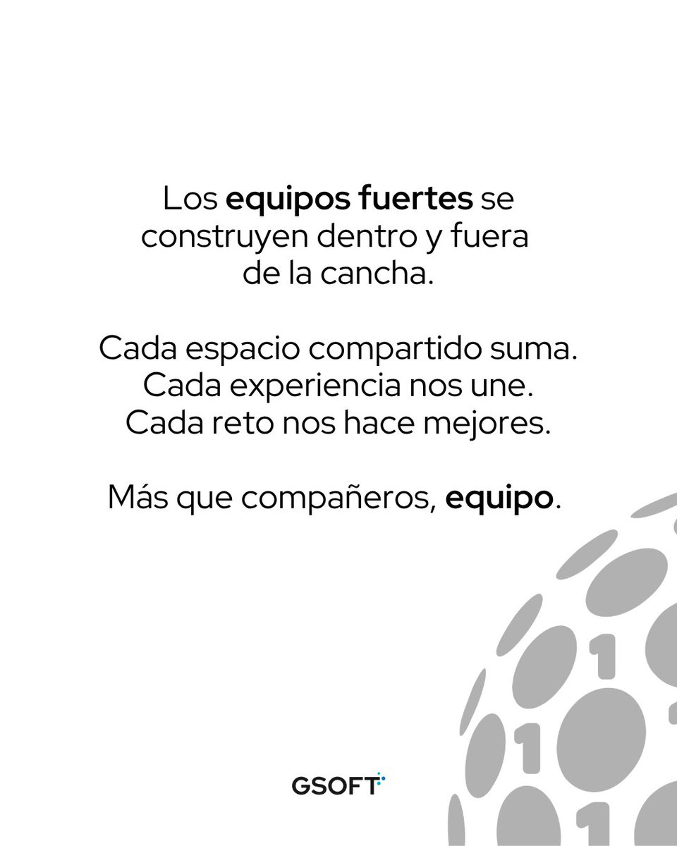 GSOFTuy's tweet photo. 💼 Los equipos fuertes se construyen dentro y fuera de la cancha.

Cada espacio compartido suma.
Cada experiencia nos une.
Cada reto nos hace mejores.
Más que compañeros, equipo. ✨

#Equipo #Compromiso #Talento #Teambuilding https://t.co/59cdRD8Qhy