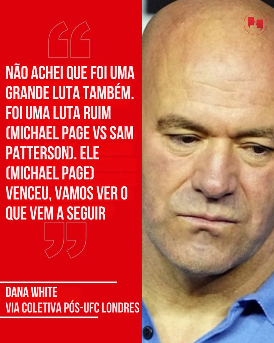 AgFight's tweet image. "FOI UMA LUTA RUIM" 🗣️

Dana White não gostou da apresentação de Michael 'Venom' Page e Sam Patterson, pelo card rincipal do UFC Londres, no último sábado. Apesar da vitória tranquila por pontos, 'MVP' foi criticado pelo presidente do UFC 

#UFCLondres #DanaWhite #MichaelPage