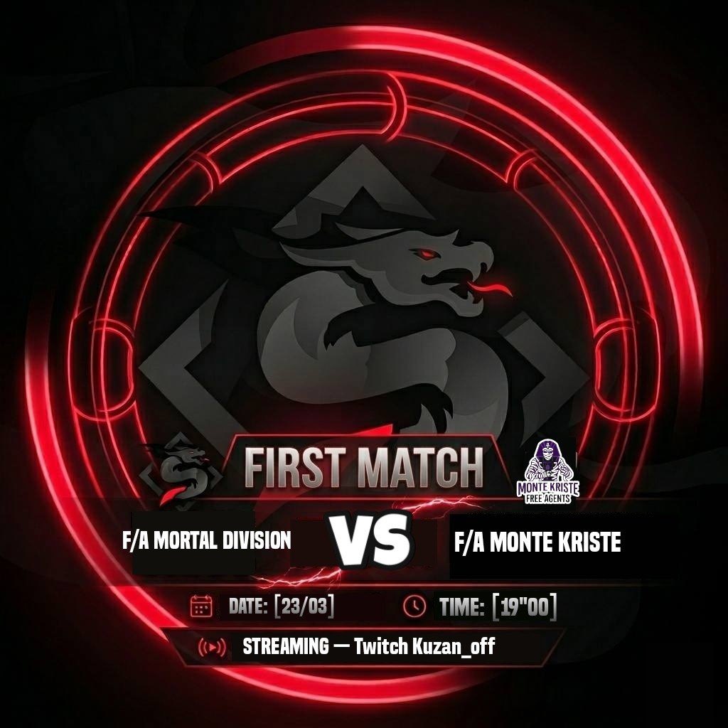 MortalDivision's tweet image. ❗️FIRST MATCH ❗️
vs @FAmontekriste 
Rosters teams:

@MortalDivision 
🇨🇭 #Yannic ~ Captain
🇮🇱 #Gordon ~ Fighter
🇺🇦 #Relayx ~ Support
• 🇧🇪 #SaDba ~ Coach

@FAmontekriste 
🇮🇹 #Biso ~ Captain
🇬🇧 #Cyclone ~ Fighter
🇩🇪 #Coverz ~ Support
• 🇩🇪 #Unlucky ~ Four Player
• 🇧🇭 #KH ~ Coach
