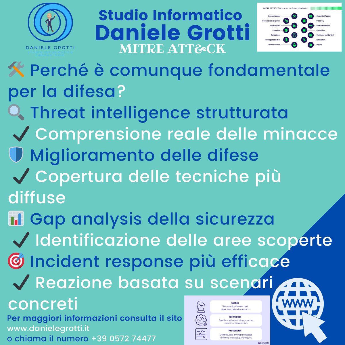 StudioIT_DG's tweet image. 🛡️📊 𝐌𝐈𝐓𝐑𝐄 𝐀𝐓𝐓&amp;amp;𝐂𝐊 𝐅𝐫𝐚𝐦𝐞𝐰𝐨𝐫𝐤 — Conoscere l’attacco per difendersi meglio
.
.
.
#MITREATTACK #CyberSecurity #ThreatIntelligence #TTP #SOC #CyberDefense #RiskManagement #consulenteinformatico #massaecozzile #pistoia #montecatiniterme #studioinformaticodg