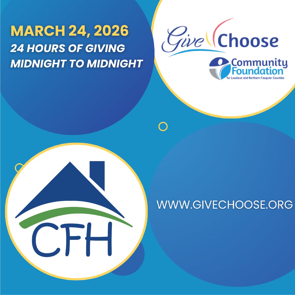 CFHinc's tweet photo. GiveChoose starts at midnight! Hosted by the Community Foundation for Loudoun and Northern Fauquier Counties.

⏰ 24 hours. Hourly prizes. Bigger impact.

Support CFH: https://t.co/gZXDp29RP7

#GiveChoose #CFH #CommunityGiving https://t.co/7CLEdUfUv1