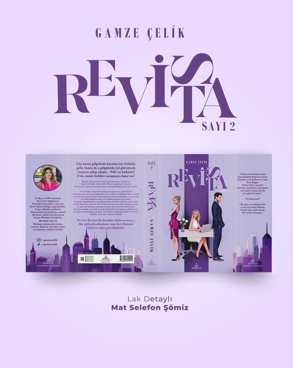 ephesusyayinevi's tweet photo. Gamze Çelik’in kaleme aldığı “REVİSTA 2” ciltli ve kutulu seçenekleriyle şimdi satışta! 😍💖

Güç bazen gölgelerde kurulan bir ittifakla gelir, bazen de o gölgelerde yol gösterecek cesarete sahip olanla... Peki ya kalbiniz? O da sizinle birlikte savaşmaya hazır mı?

Magazin dünyasında ihtişam göz kamaştırır, fısıltılar ise imparatorlukları çökertebilir. Paris'te patlayan bir haber, Revista'nın kapısına dava dosyaları ve susmak bilmeyen bir linç bırakır.

Feris Doğan, bir gecede parlayan başarının mı yoksa hedef tahtasının tam ortasına konulan bir ismin sahibi mi olduğuna karar vermek zorunda kalır. Kariyerinin doruk noktasına çıkan basamakları tırmanırken hiç beklemediği bir anda yere çakılacağından habersizdir.

Dergideki skandalların ve hesaplaşmaların arasında, itibarın yalnızca bir koltuk değil; bir sınav, bir yük ve bazen de bir savaş alanı olduğunu anlar. Ve aşk, tüm bunların arasında en zayıf anını seçerek kalbine sızar.

Feris hayatındaki en büyük meydan okumayla karşı karşıya kaldığında hiç bu kadar sarsılmadığına emindir. Zira kalbini açtığı kişi, kaderini yeniden yazabilir ya da onu tamamen silebilir.

Bu kez Revista'da kurallar daha acımasız: Her yükseliş alkışlanır ama her düşüşün kefareti daha gürültülüdür.

#ephesusyayınları #revista #gamzeçelik #bookworm #bookstagram