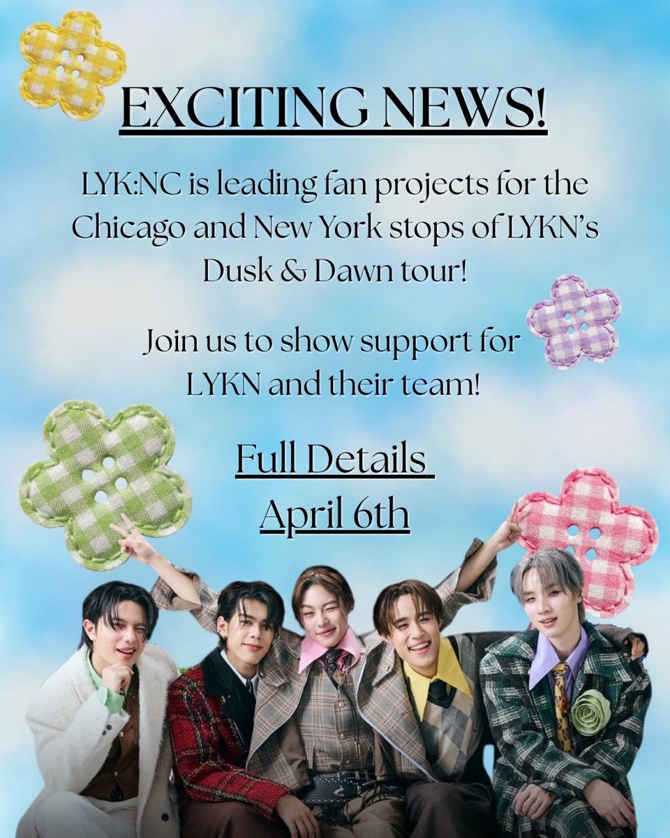 lyknc0705's tweet photo. LYK:NC is excited to announce that we have been approved to lead fan projects at both the Chicago and New York City stops of LYKN’s Dusk &amp; Dawn tour!
Full details released after recovering from the ticketing war.

#gmmtv #lykn #risermusic  #thamepo #boyslove https://t.co/bZGtLCtLe6
