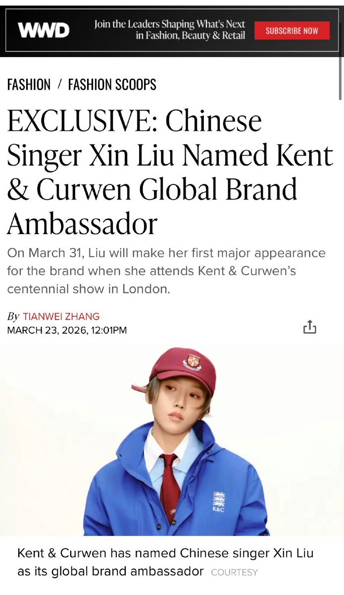 Love_Xxin's tweet photo. Another iconic moment! Congrats to XIN Liu for officially joining Kent and Curwen as Global Brand Ambassador 🎉@XinLiulyx0420

#XinLiuKentAndCurwenGlobalAmbassador https://t.co/ns3jLb5ngu