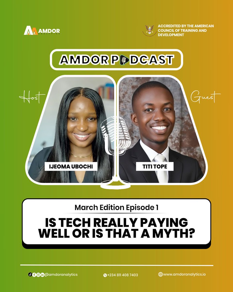 AmdorAnalytics's tweet photo. Is tech really paying well or is it hype
We had an honest conversation about it on the Amdor Podcast
No noise
Just reality
Watch on YouTube
Search Amdor Analytics
#TechCareers #TechSalary #CareerSwitch https://t.co/1cr4LhRQu7