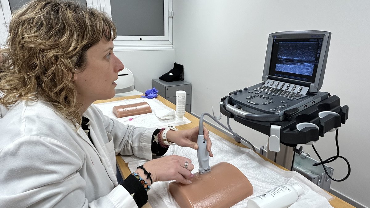 BSTVH_'s tweet photo. The BST-VH nursing team has strengthened its ultrasound-guided venous access program for apheresis, hosting the first course with participants from the blood banks at @bancsangsantpau, @hbellvitge, and @hgermanstrias #Apheresis #Ultrasound #NurseSkills https://t.co/KYV2nSkqPd
