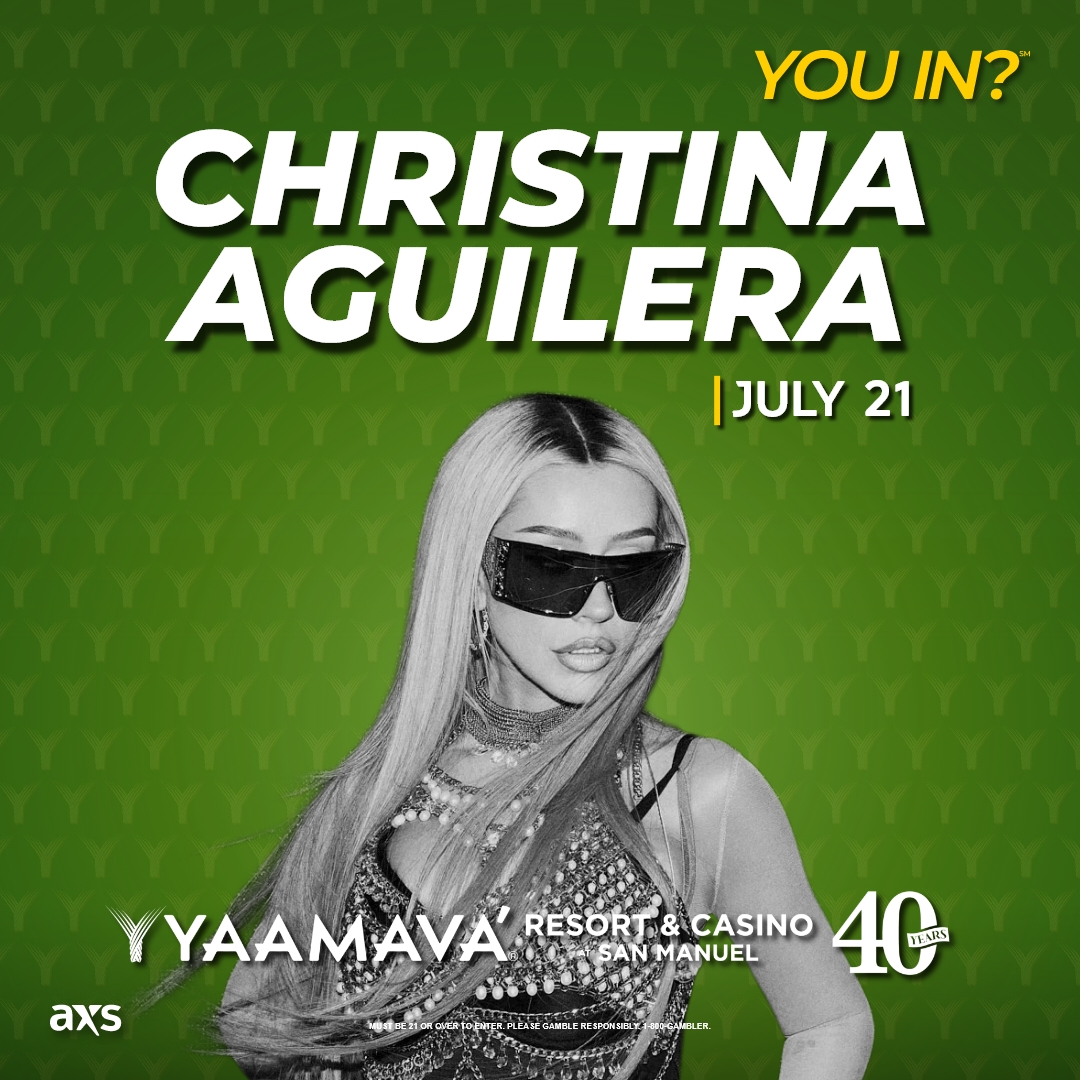 It’s going to be a Beautiful night with <a href="/xtina/">Christina Aguilera</a> at #YaamavaTheater. 🎤

🎟️ on sale now → brnw.ch/21x0YRR