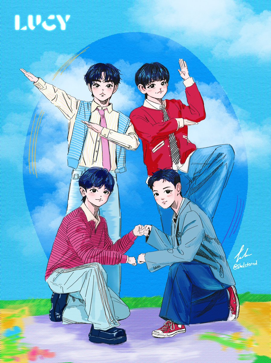 shelstered's tweet photo. 🩵🍀🌸🌞

#LUCY #루시 #신예찬 #최상엽 #조원상 #신광일 https://t.co/FcVatbr0H6