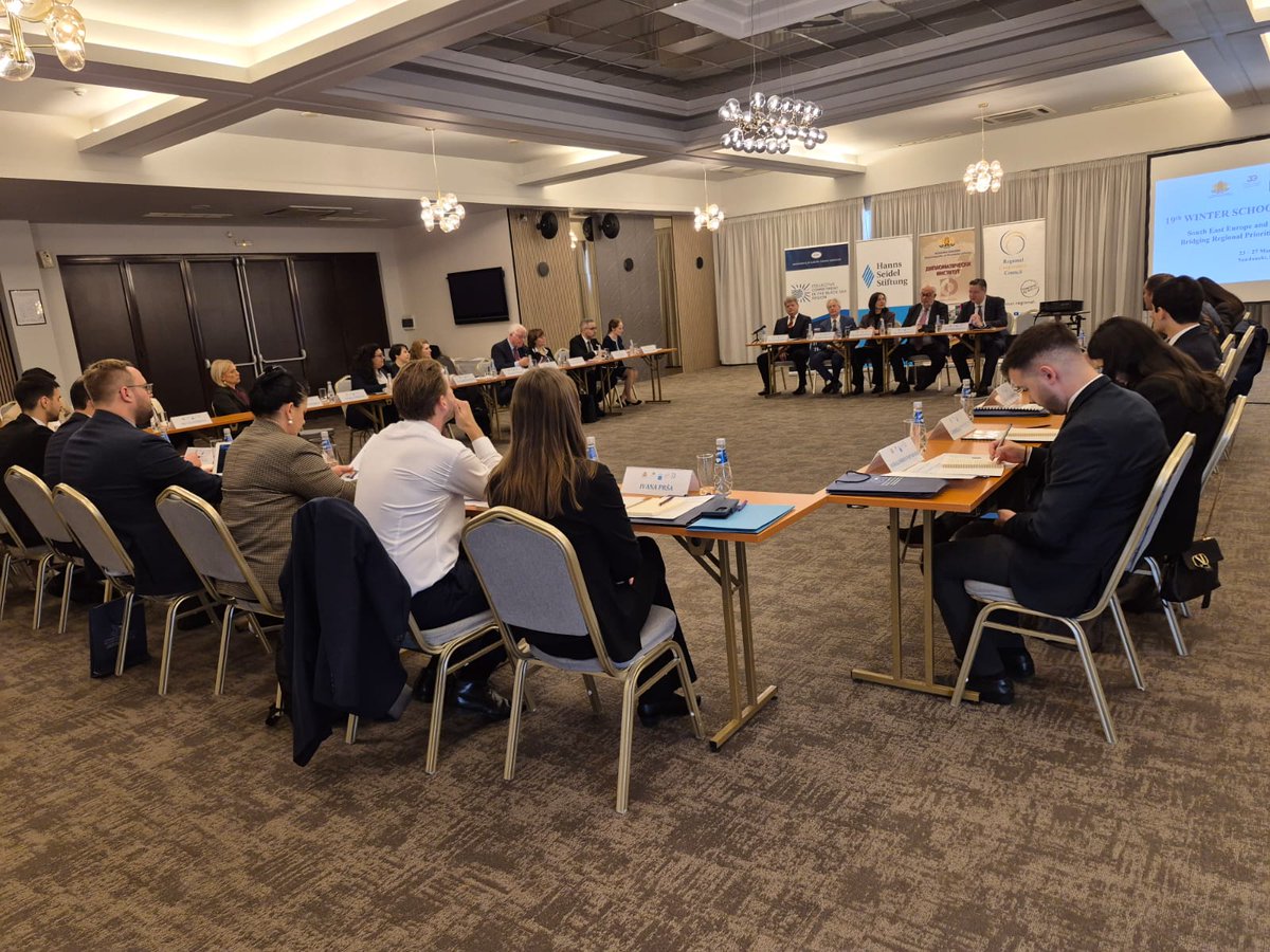 CyprusinBG's tweet photo. 19th Winter School of Diplomacy.
"South East Europe and the Black Sea Region".
Sandanski, 23 March 2026.
Ambassador Haralambos Kafkarides presented the priorities of the @CY2026EU and had a useful exchange of views with diplomats of countries  of the region. 
#CY2026EU https://t.co/JhGWyn3sMC