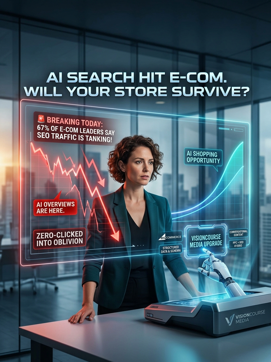 VisionCourse's tweet photo. 🚨🚨🚨Breaking Today: 67% of e-commerce leaders say SEO traffic is tanking bc of AI Overviews &amp; generative answers

✅Structured data &amp; schema for rich snippets in AI answers

✅Conversational content that wins entity authority

✅PPC + SEO hybrid to capture traffic AI steals https://t.co/p2SHaDgqEr