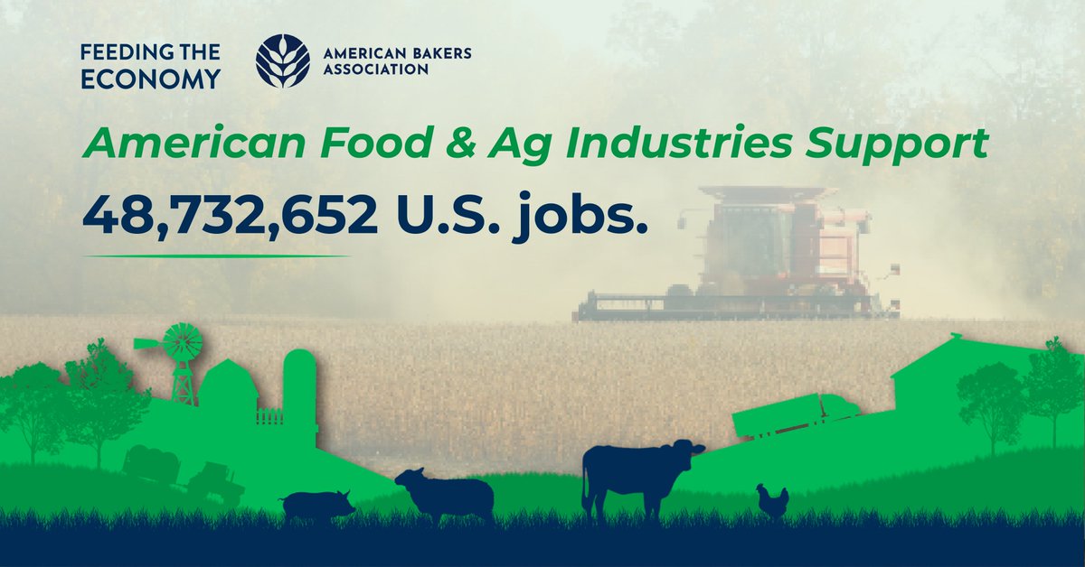 AmericanBakers's tweet photo. American agriculture contributes $10.4 trillion in economic value and supports nearly 49 million U.S. jobs.

Today, 35 food and agriculture groups released the 10th annual Feeding the Economy report, a farm-to-fork study that analyzes the economic contributions of one of America’s most essential industries to U.S. jobs, wages, economic output, and taxes. 

To read the press release, visit https://t.co/y0tLVHxUgp.