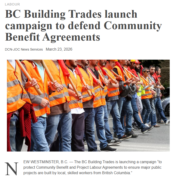 “The BC Conservatives want to take us back to a time when public projects like the Canada Line were built using temporary foreign labour.” said Brynn Bourke, executive director.
 
We thank <a href="/JOC_Canada/">Journal of Commerce</a> for covering our fight to protect local BC jobs and family-sustaining wages.