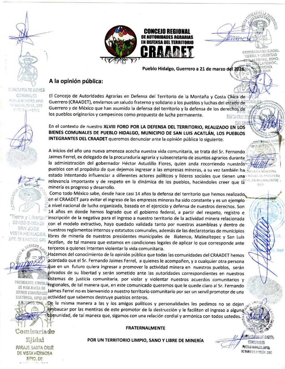 Red Mexicana de Afectadas/os por la Minería -REMA- tweet media