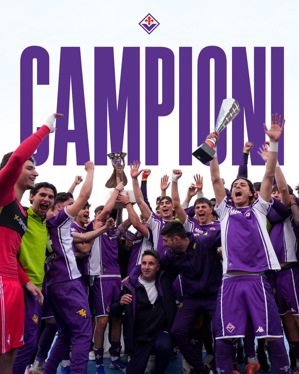 acffiorentina's tweet photo. La Fiorentina vince il Torneo di Viareggio 2026 🏆💜⚜️

La Fiorentina Under 18 allenata da Mister Marco Capparella vince ai supplementari contro il Rjieka la finale del Torneo di Viareggio 2026 sollevando al cielo per la nona volta la Coppa Carnevale che mancava dal 1992. https://t.co/Abit84xNgl