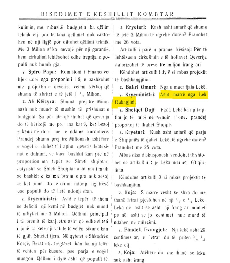 a_stalidis's tweet photo. @LorenaDoberus Lies, lies, lies.

The Lek currency was named after Lekë Dukagjini, not Alexander the Great. The Parliamentary discussions in 1922/1 are clear about this. 

Go here https://t.co/0qIhA38OmA 

and then to page 321. https://t.co/IqjwYmbIZc