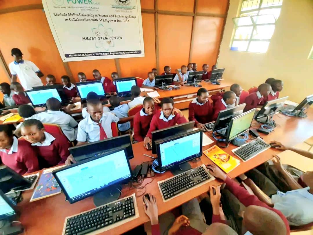 stem_power_inc's tweet photo. STEMpower in Kenya 

The STEMpower STEM Center at Masinde Muliro University of Science &amp; Technology opened its doors to 100 enthusiastic Grade 9 students from Mahiakalo Junior Secondary School, joined by three passionate educators, for an inspiring day of discovery and learning. https://t.co/2eaRCEFYwM