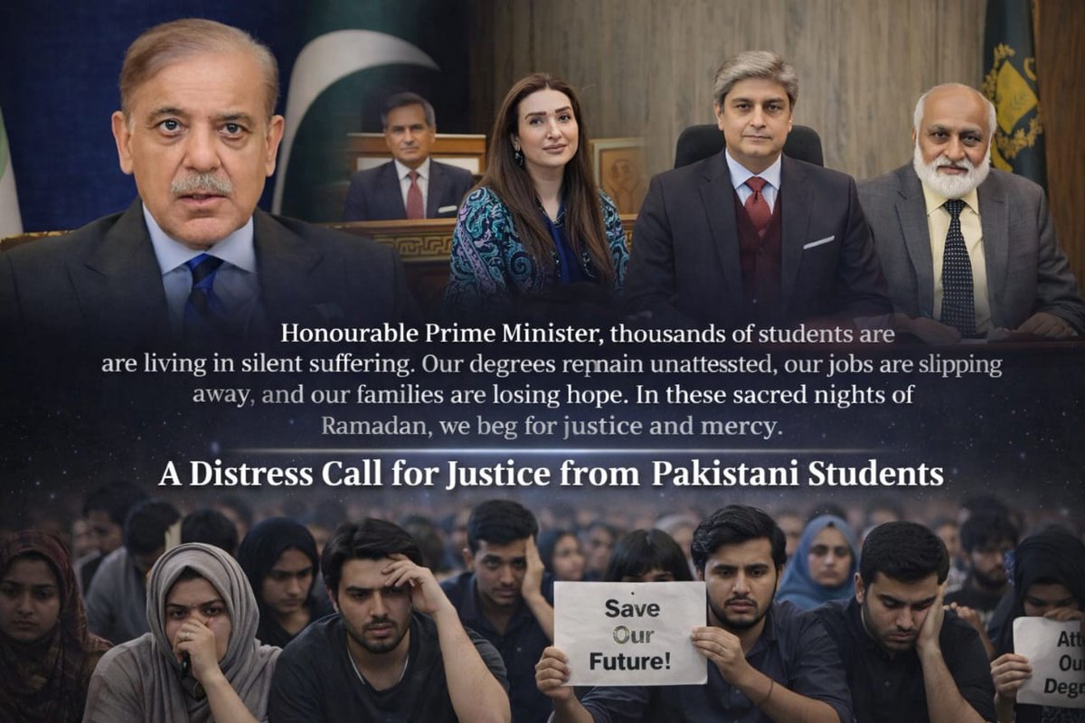 #StudentsFutureAtStake 
<a href="/CMShehbaz/">Shehbaz Sharif</a>
<a href="/Conv_KMS/">Dr. Khalid Maqbool Siddiqui</a>
<a href="/EduMinistryPK/">Ministry of Education and Professional Training</a> <a href="/bushraanjumbutt/">Senator Bushra Anjum Butt</a>
<a href="/SMasroorAhsan/">Senator Syed Masroor Ahsan</a> <a href="/afnanullahkh/">Senator Dr. Afnan Ullah Khan</a>
<a href="/KamranM69045926/">Kamran Murtaza</a>
<a href="/FalakNazChitral/">Senator Falak Naz Chitrali</a>
<a href="/FawziaArshadPTI/">Senator Fawzia Arshad</a>
<a href="/senmabdulqadir/">Mohammad Abdul Qadir</a>
<a href="/Khalidaateeb90/">Senator Khalida Ateeb</a>
<a href="/PalwashaKhan18/">Palwasha Khan</a> 
<a href="/hecpkofficial/">HEC Pakistan</a> <a href="/DrNiazAhmadSI/">Niaz Ahmad Akhtar</a> <a href="/DrZia_ulhaq/">Prof Zia Ul Haq (S.I),MBBS, PhD, FCPS</a>