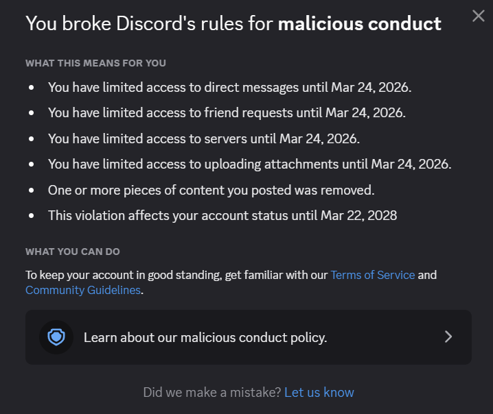 BeWaifu1's tweet photo. @discord @TIME hey @discord can you fix my account the one you said broke guidelines for reporting someone for phishing, i reported this person for sending me phishing stuff and pinging me about it (proof in screenshots) and I got punished for it https://t.co/jEgIRP6eyd