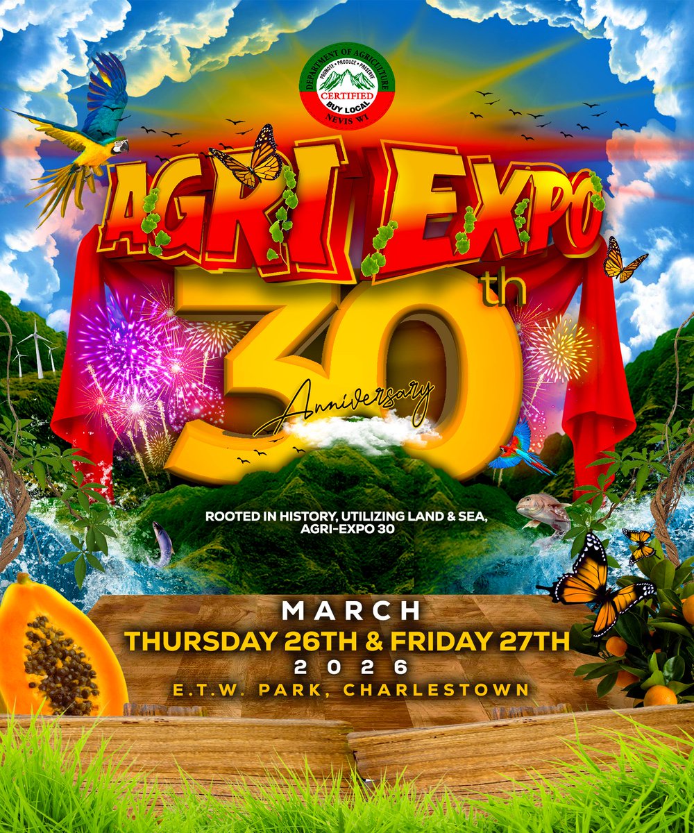 InvestNevis's tweet photo. Join us at this year's Agri Expo 2026 to learn more about our investment opportunities.

Don't miss this opportunity to connect with us. https://t.co/XtXh79aGuX