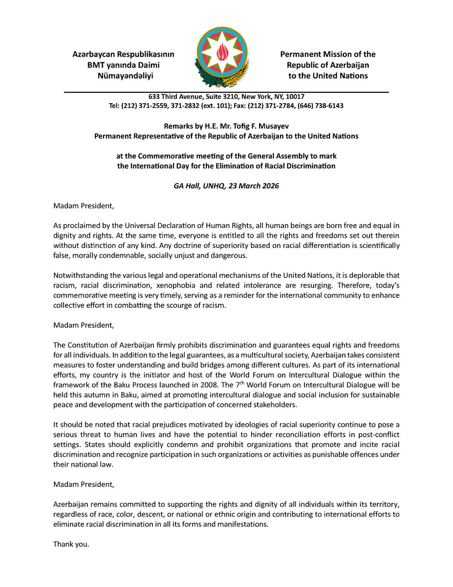 Azerbaijan UN 🇦🇿 tweet media